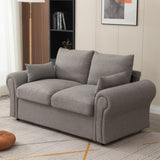 Panana Modern 2 Seater Loveseat Sofa Couch with Storage, Dark Grey or Light Color, Choice of Curved, Sock or Track Arm Design (Light Gray, 2 Seater - Scroll Arms) Panana