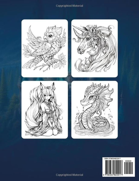 Adorable Fantastic Creatures Coloring Book for Adults: Over 50 Unique Color Designs for Men and Women to Help Relieve Stress and Relax with Mystical Dragons, Vultures, Sea and Forest Monsters WoodArtSupply