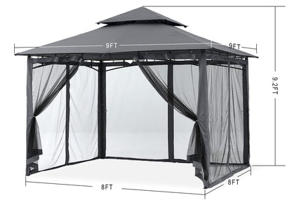 MASTERCANOPY Outdoor Garden Gazebo for Patios with Stable Steel Frame and Netting Walls (8x8,Dark Gray) - WoodArtSupply