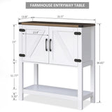 Cheersstar Farmhouse Console Table with 2-Door Cabinet, Coffee Bar, Entryway Table with Storage Shelf, Sofa Tables Buffet Sideboard for Kitchen, Hallway, Dining, Living Room, White Cheersstar