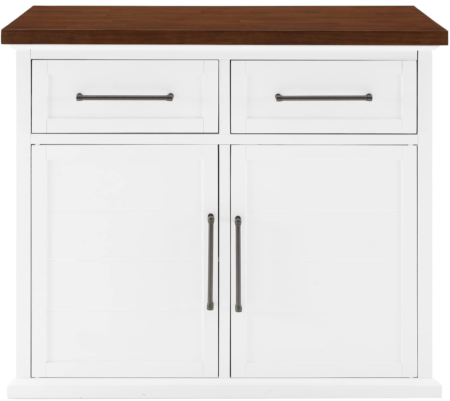 Crosley Furniture Bartlett Kitchen Island with Wood Top, White/Walnut