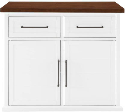 Crosley Furniture Bartlett Kitchen Island with Wood Top, White/Walnut