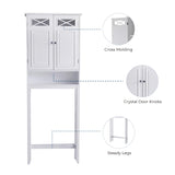 Teamson Home Dawson Wooden 2-Door Bathroom Etagere Over The Toilet Space Saver Cabinet with Interior Adjustable Shelf and Open Shelf, White with Chrome Knobs Teamson Home