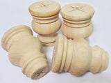 Wooden Furniture Legs, Solid Wood Unpainted Replacement Furniture Legs, Kitchen Dining Table Legs/Desk/Sofa/Bookcase Bun Feet, DIY Wooden Round legs with Mounting Plate & Screws Set of 4 (4 Inch) Btibpse