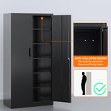 NODHM Garage Storage Cabinet with Lock, 72" Steel Storage Cabinet with Doors and 5 Adjustable Shelves, Metal Utility Cabinet Tall File Cabinet for Garage, Office, Home NODHM