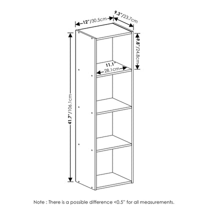 Furinno Luder Bookcase / Book / Storage, 4-Tier Cube, French Oak - WoodArtSupply