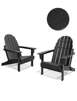 Folding Adirondack Chair - Durable HDPE Poly Lumber All-Weather Resistant, Foldable Oversized Balcony Porch Patio Outdoor Chair for Lawn, Backyard, Deck, Garden, Camping - Easy Installation, Black BUPPLEE