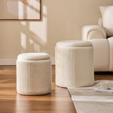 BLEXA Round Set of 2 Ottoman with Storage-Upholstered Velvet Vanity Stool for Makeup Multifunctional Ottomans Coffee Table Padded Seat Foot Rest for Living Room&Bedroom（White） BLEXA
