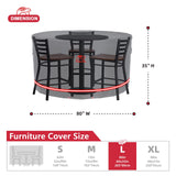 Turtle Life Patio Furniture Sets Cover, Heavry Duty Round Outdoor Dinning Table and Chairs Cover, Anti-Fading Cover for Outdoor Furniture Set, No Fading Away within 2 Years, Black, Dia 80" x 35" H Turtle Life