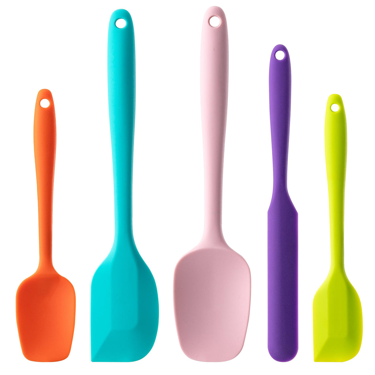 Silicone Spatula Set, 5 Piece Food Grade Rubber Spatulas for Baking, Cooking, and Mixing High Heat Resistant Non Stick Dishwasher Safe BPA-Free (Multicolor) Hoewina
