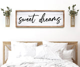 UPPER DECOR Sweet Dreams Wall Decor Above Bed 42''×15'' Large Bedroom Wall Sign Farmhouse Bedroom Sign Wood Framed Guest Room Decor Master Bedroom Wall Decoration UPPER DECOR
