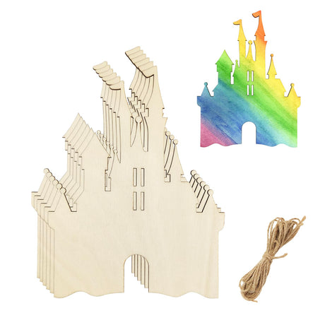 15 Pack 6 Inch Wood Princess Castle Cutouts Unfinished Wood Princess Castle Crafts Wooden Princess Castle Hanging Ornaments DIY Princess Castle Craft Gift Tags for Home Party Decoration Xonzmmk