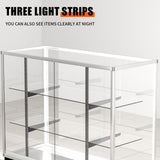 72" Glass Display Showcase Cabinet –Silver Aluminum Frame, Tempered Glass Shelves, Lockable Sliding Doors & LED Lighting – Extra Vision Retail Fixture for Stores, Exhibits & Collectibles Generic