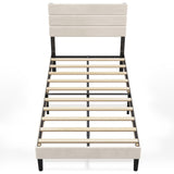 WLIVE Twin Size Upholstered Bed Frame, Velvet Square Tufted Headboard,Sturdy Metal & Wooden Slats Support, No Box Spring Needed, Light Grey WLIVE