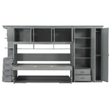 LUMISOL Twin Size Murphy Bed, Hidden Wall Bed with Wardrobe, Cabinet and Desk for Bedroom, Guestroom, Apartment, Grey LUMISOL
