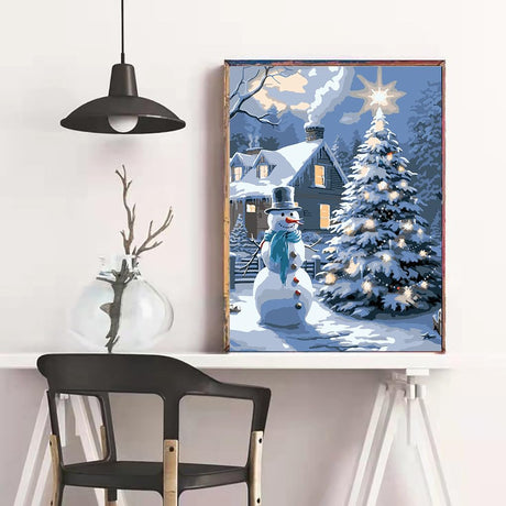 Eiazuiks Christmas Paint by Number for Adults. Snowman and Christmas Tree Paint by Numbers for Adults Beginner Drawing Paintwork with 3 Paintbrushes Paint Canvas Oil Painting 16” x 20” Eiazuiks