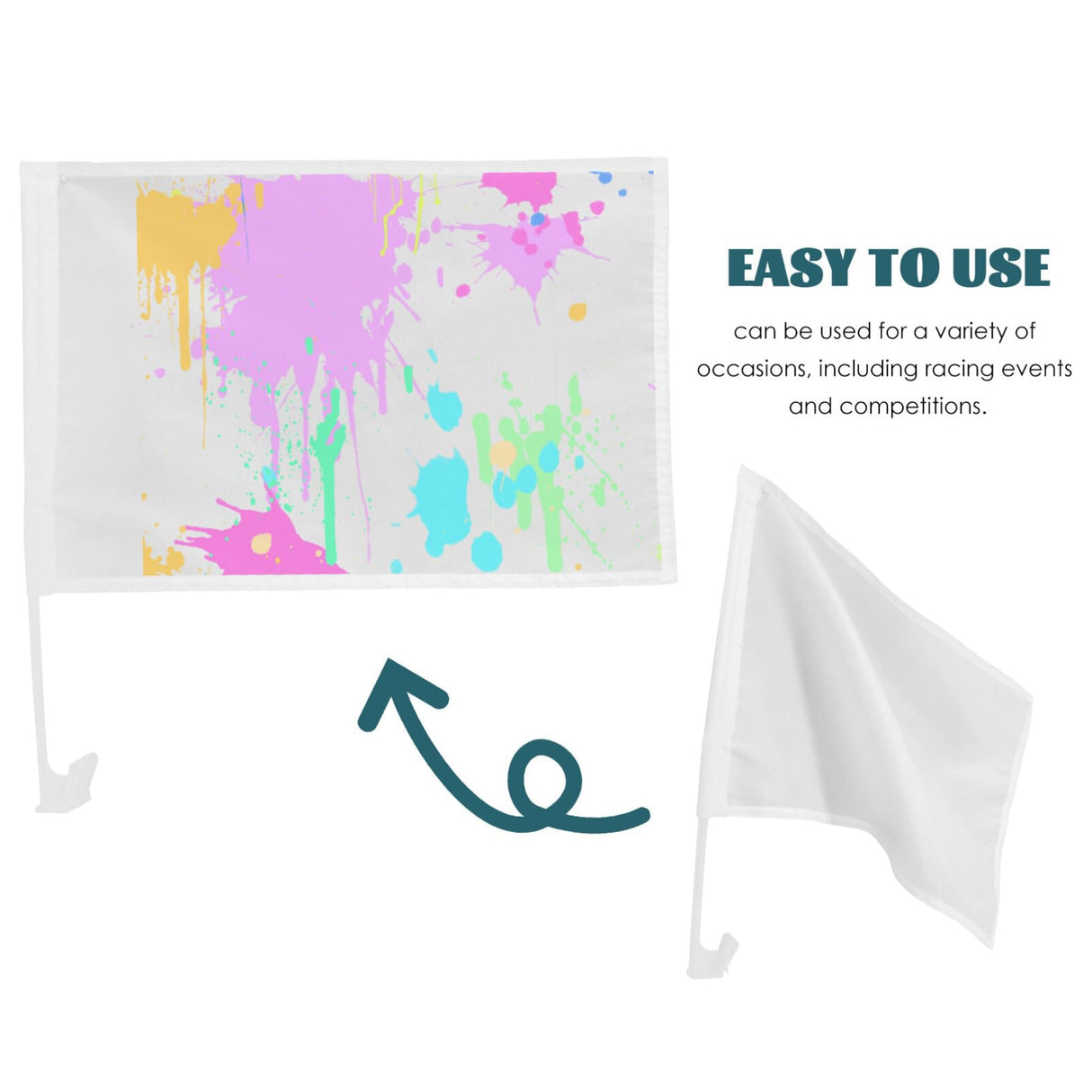 DECHOUS 4Pcs Blank White Car Flags, Blank Car Window Flags for Sublimation, 18x17 Inch DIY Blank Flags Sublimation Car Flags with Pole Car Shaking Flags for Sublimation Outdoor Garden Festival DECHOUS