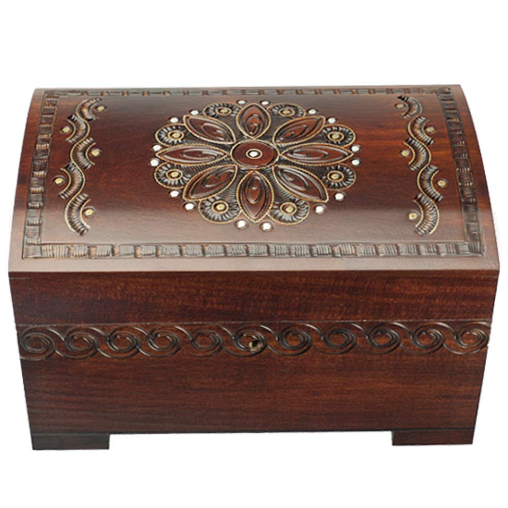Enchanted World of Boxes Large Polish Wooden Chest Handmade Floral Jewelry Keepsake Box with Lock and Key Enchanted WORL OF BOXES