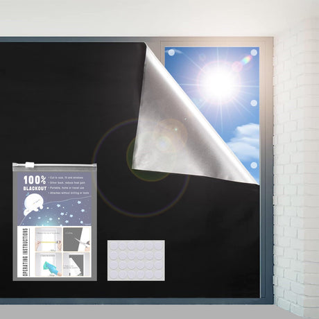 100% Blackout Curtains for Bedroom 39" x 57" Portable Blackout Shades Film No Drill Blackout Curtains Sunblock Window Cover Black Out Curtains for Nursery Dorm Room Office and Travel Windows T Legend