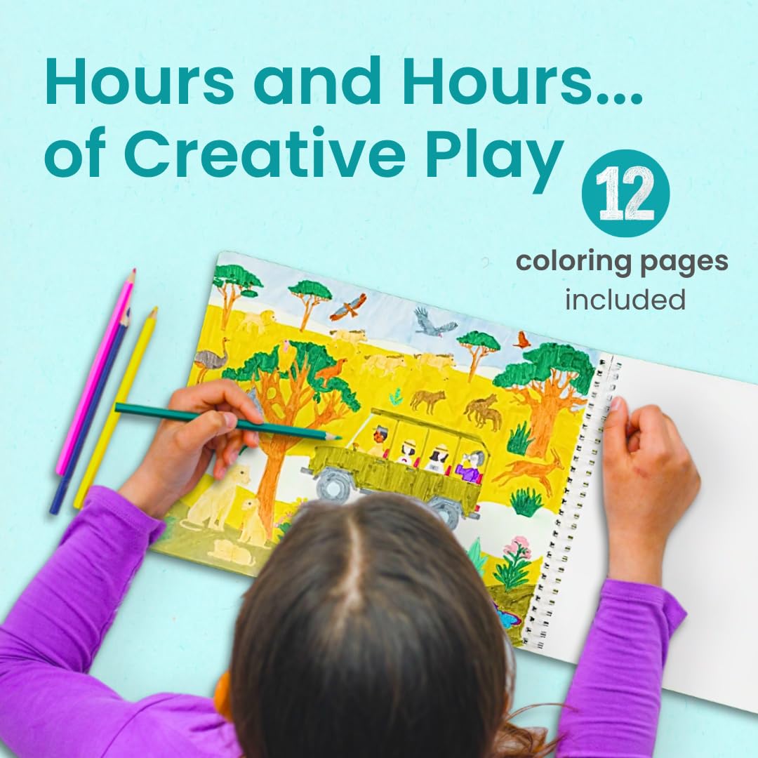 Cupkin Safari Animal Sticker Book Activity for Kids, Toddler Airplane Travel Essentials, 500+ Stickers for Kids + 12 Scenes + 12 Coloring Book Pages, Animal Lover Children's Gift, Crafts Ages 2-8 CUPKIN