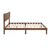 Krinana Wood Queen Size Bed Frame, Mid Century Modern Platform Bed with Headboard, Wooden Slat Support, No Box Spring Needed, Easy Assembly (Brown, Queen) Krinana