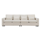 Harper & Bright Designs 104" 4-Seater Modern Linen Fabric Sofa with Armrest Pockets and 4 Pillows,Minimalist Style Couch for Living Room, Apartment, Office,3 Colors Harper & Bright Designs