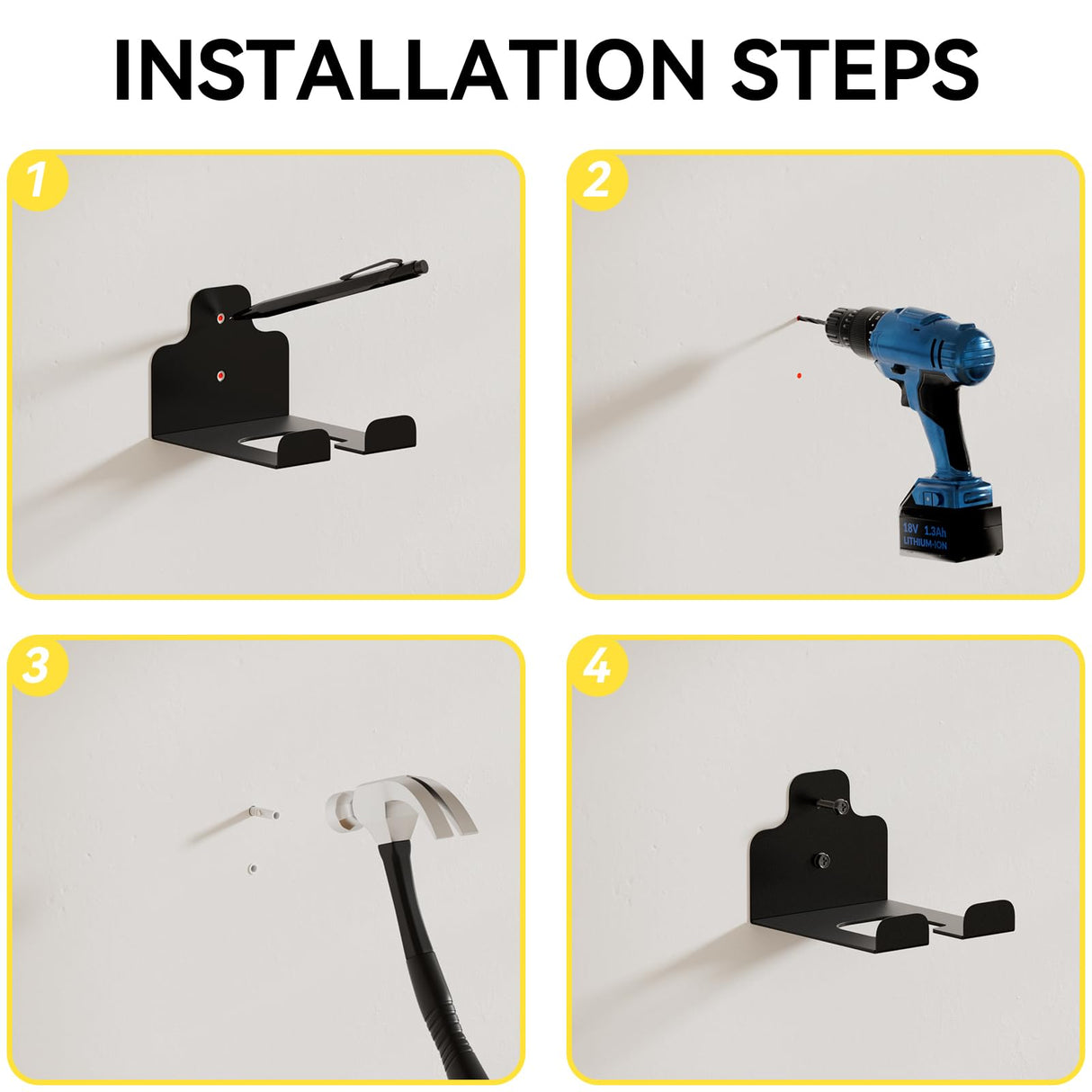 JNIHEEP Garage Organizer Trimmer Rack, Garden Power Tool Hanger Weed Whackers Holder Wall Mounted for Grass Trimmer, Hedge Trimmer, Garage Trimmer, Garden Tools,1 Pack JNIHEEP