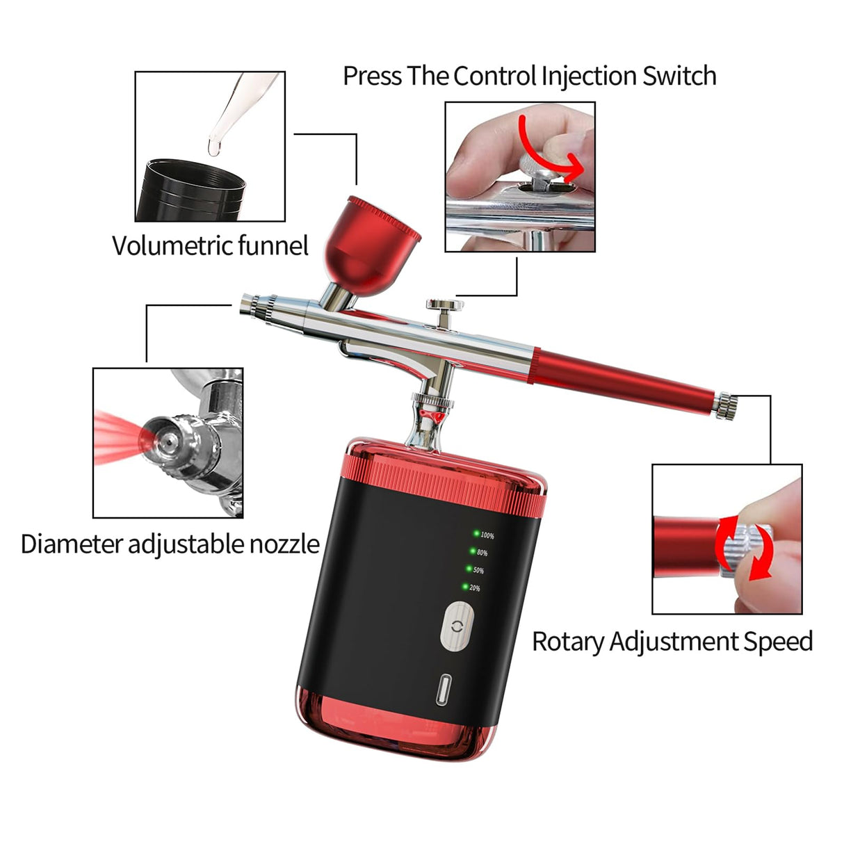 AirBrush Kit with Compressor Portable Barber Airbrush Kit 32PSI High Pressure Cordless Airbrush compressor, 1800mAh Rechargeable Auto Handheld Airbrush gun for Makeup, Nail Art, Painting, Cake Decor crpen