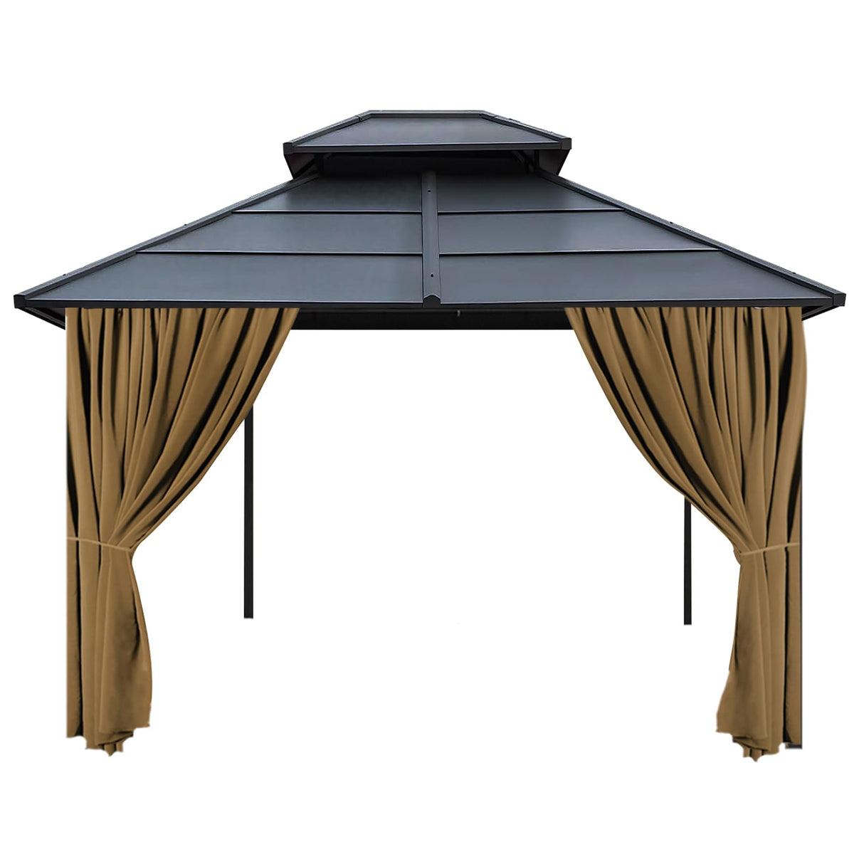 AONEAR Gazebo Privacy Curtain with Zipper Side Wall Universal Replacement for 10' x 10' Gazebo, Patio, Outdoor Canopy, Garden and Backyard, Khaki (1-Panel Curtain Only) aonear