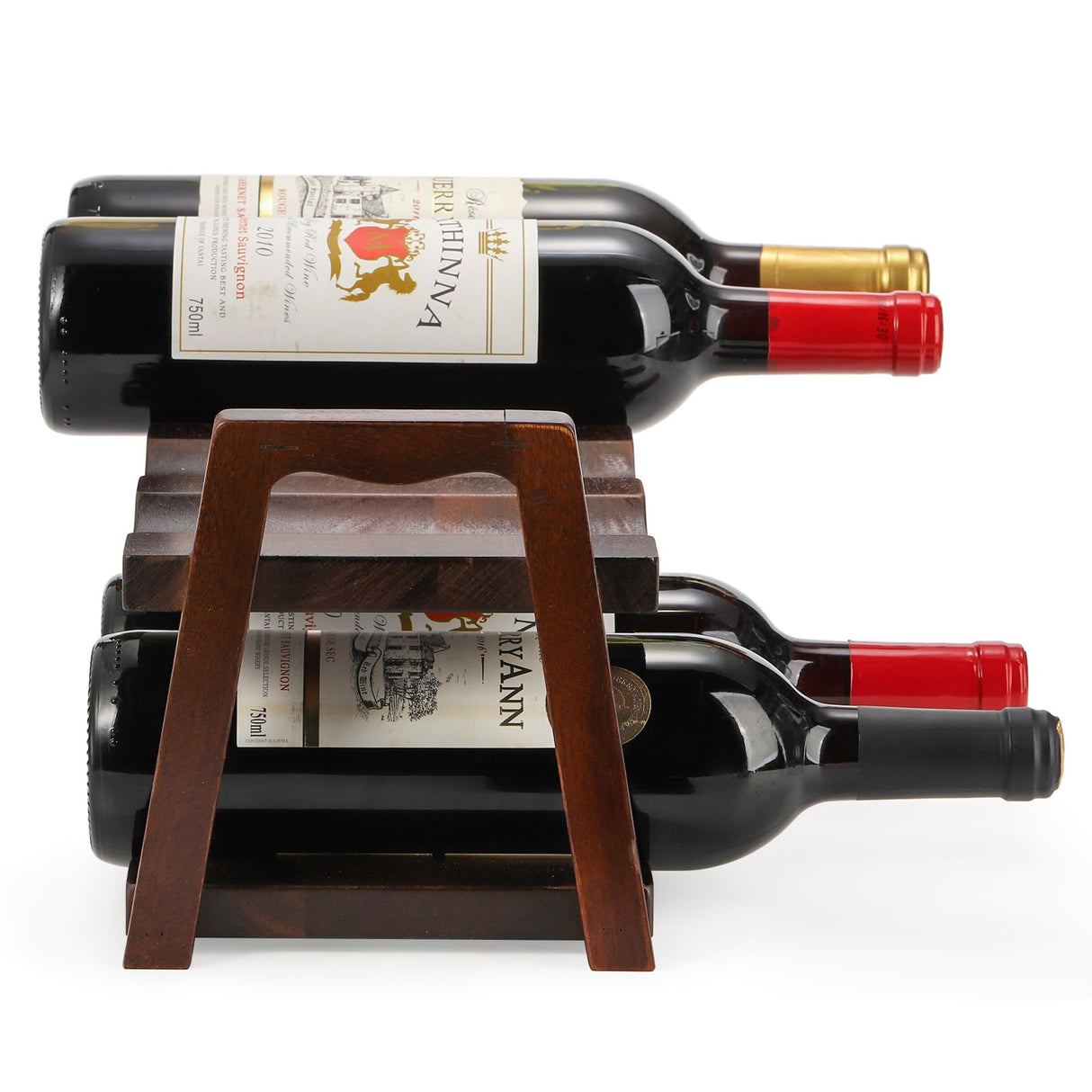 Peohud Acacia Wood Countertop Wine Rack, 8 Bottles Wooden Wine Holder Stand, 2 Tier Free Standing Wine Storage Display Shelf for Home Kitchen Bar Table Top Cabinet Pantry Wine Cellar Basement Peohud