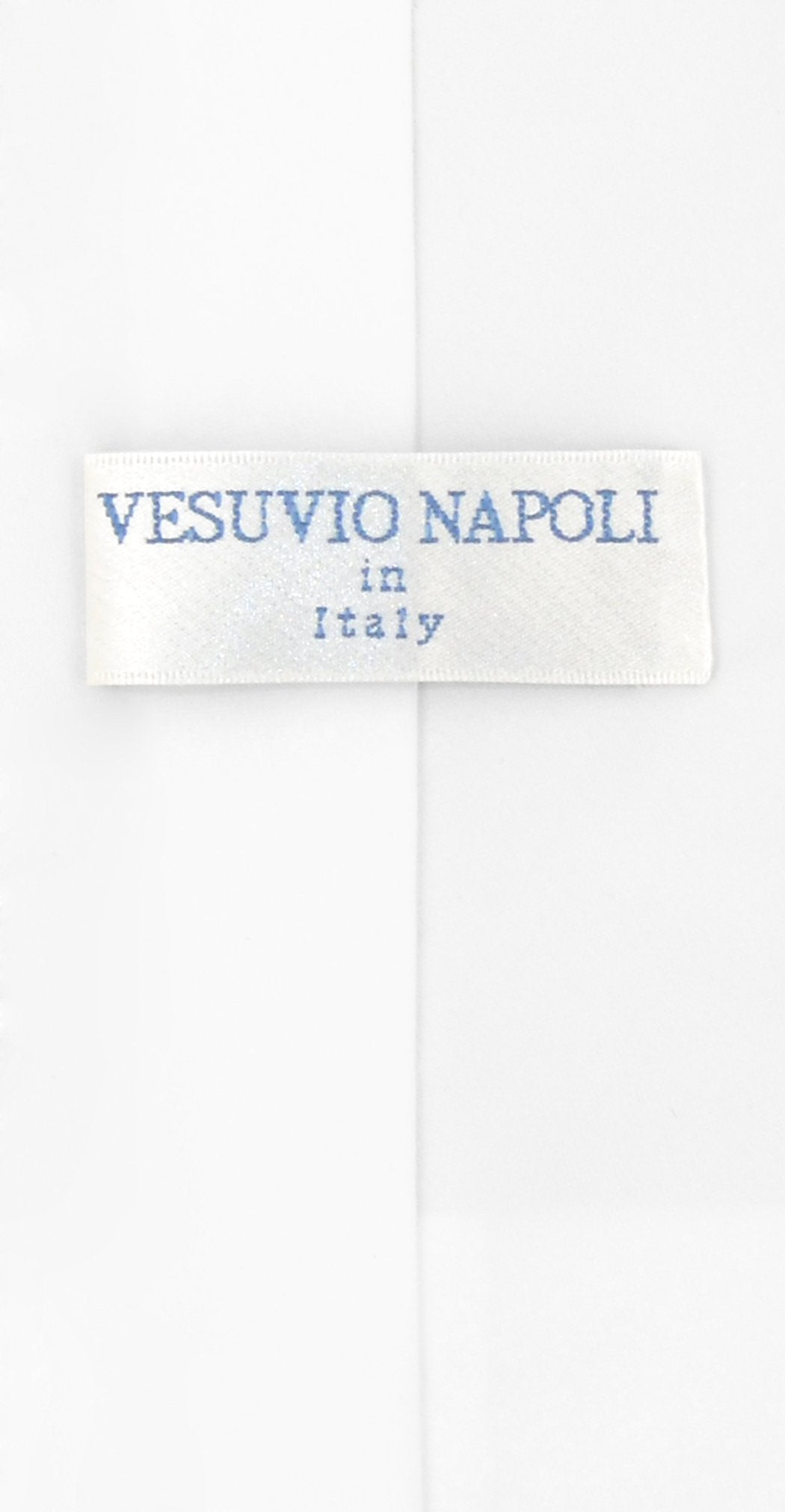 Vesuvio Napoli PreTied Men's Necktie Solid WHITE Color Mens Zipper Neck Tie