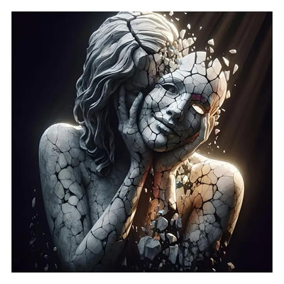 SJUTOUCI Broken Mask Diamond Painting Kits for Adults, Diamond Art Kits for Beginners, 5D Round Diamond Dots Gem Art Craft for Home Wall Decor 12x12 inch, Abstract