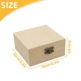 QoTang 4 PCS Unfinished Wood Box for Crafts Small Wooden Square Box with Hinged Lids and Front Clasps Wooden Storage Box for DIY Arts Party Favor Jewelry Box, 3.9 x 3.9 x 2 Inch QoTang