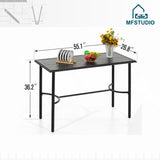 MFSTUDIO 36.2” Patio Counter Height Bar Table, with Rectangular Heavy Duty Metal Table Top for 4, All Weather Resistant Outdoor Table, Black MFSTUDIO