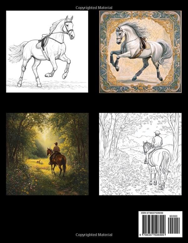 Horses in Harmony: A Colouring Book For Riders And Fans: Horse colouring book for kids and adults, perfect gift for horse lovers of every age. WoodArtSupply