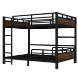 Queen Over Queen Bunk Bed with Headboard and Full Length Guardrail, Separable Bunk Bed Queen Size, Heavy Duty Bunk Beds Can Turns Into Loft Bed and Platform Bed, Black Bellemave
