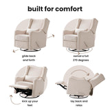 Harkawon Wingback Glider Rocking Recliner, Swivel Rocker Recliner Chair, Nursery Rocking Chair, Fabric Chair with Lumber Support, High Back, Deep Seat, for Living Room, Bedroom, Beige Harkawon