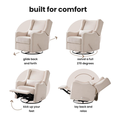 Harkawon Wingback Glider Rocking Recliner, Swivel Rocker Recliner Chair, Nursery Rocking Chair, Fabric Chair with Lumber Support, High Back, Deep Seat, for Living Room, Bedroom, Beige Harkawon
