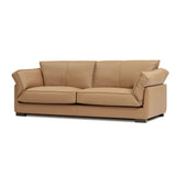 86.61-Inch Leather Sofa Couch, DREMODERN Mid-Century Modern Genuine Leather Couch with Extra Deep Seats for Living Room Apartment Office - Tan DREAMODERN