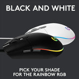 Logitech G203 Wired Gaming Mouse, 8,000 DPI, Rainbow Optical Effect LIGHTSYNC RGB, 6 Programmable Buttons, On-Board Memory, Screen Mapping, PC/Mac Computer and Laptop Compatible - Black Logitech G