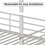 RuiSiSi Twin Size Triple Bunk Bed, Heavy Duty Metal Triple Bunk Bed Frame with Ladder, Triple Bunk Bed for Share Bedroom Dormitory, Can be Divide into 3 Beds, White RuiSiSi