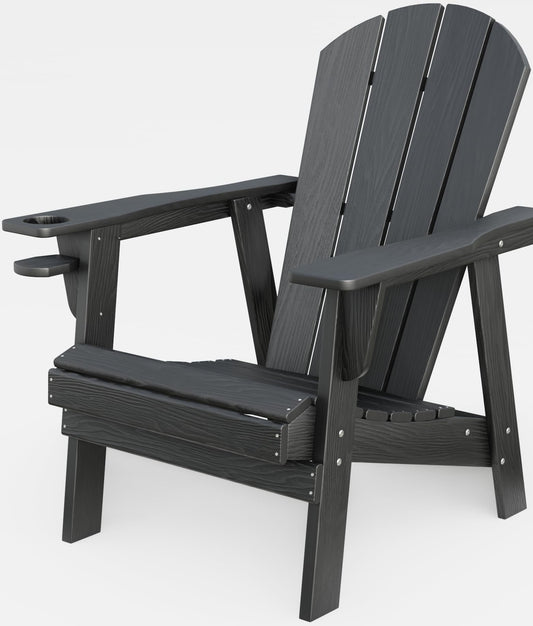 enprisoe Adirondack Chairs, HDPE All Weather Adirondack Chair, Fire Pit Chairs (Black)