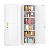 pozdeg 67" Metal Storage Cabinet with Lock, Tall Narrow Office File Cabinets with 5 Adjustable Shelves, Metal Steel Locker for Home, School, Office, Garage or Gym (White) pozdeg