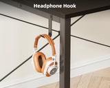 ODK Computer Desk - 48 Inch Office Writing Desk for Home, Student Study Desk with Storage Bag, Headphone Hook & Power Outlets, Modern Simple Table for Bedroom, Black ODK