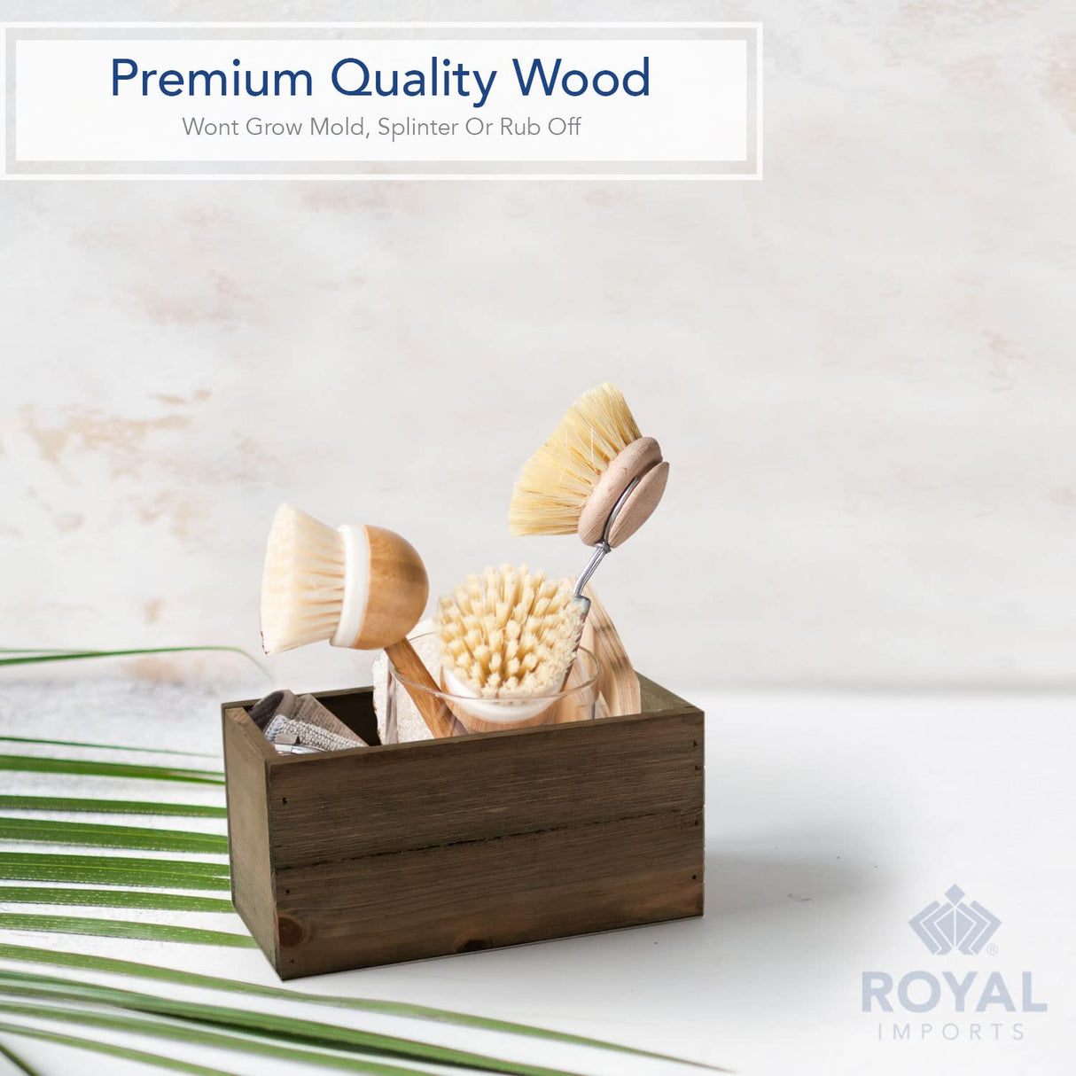 Royal Imports Wooden Flower Pot Planter, Decorative Wood Vase with plastic liner, Toilet Tank Tissue Paper Storage Basket for Bathroom Countertop Box, Kitchen Windowsill Mail Organizer, 8x4x4, Brown Royal Imports