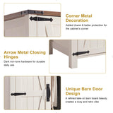 Rustic OKD 32'' Farmhouse Kitchen Pantry Cabinet with Double Barn Doors and Adjustable Shelves OKD