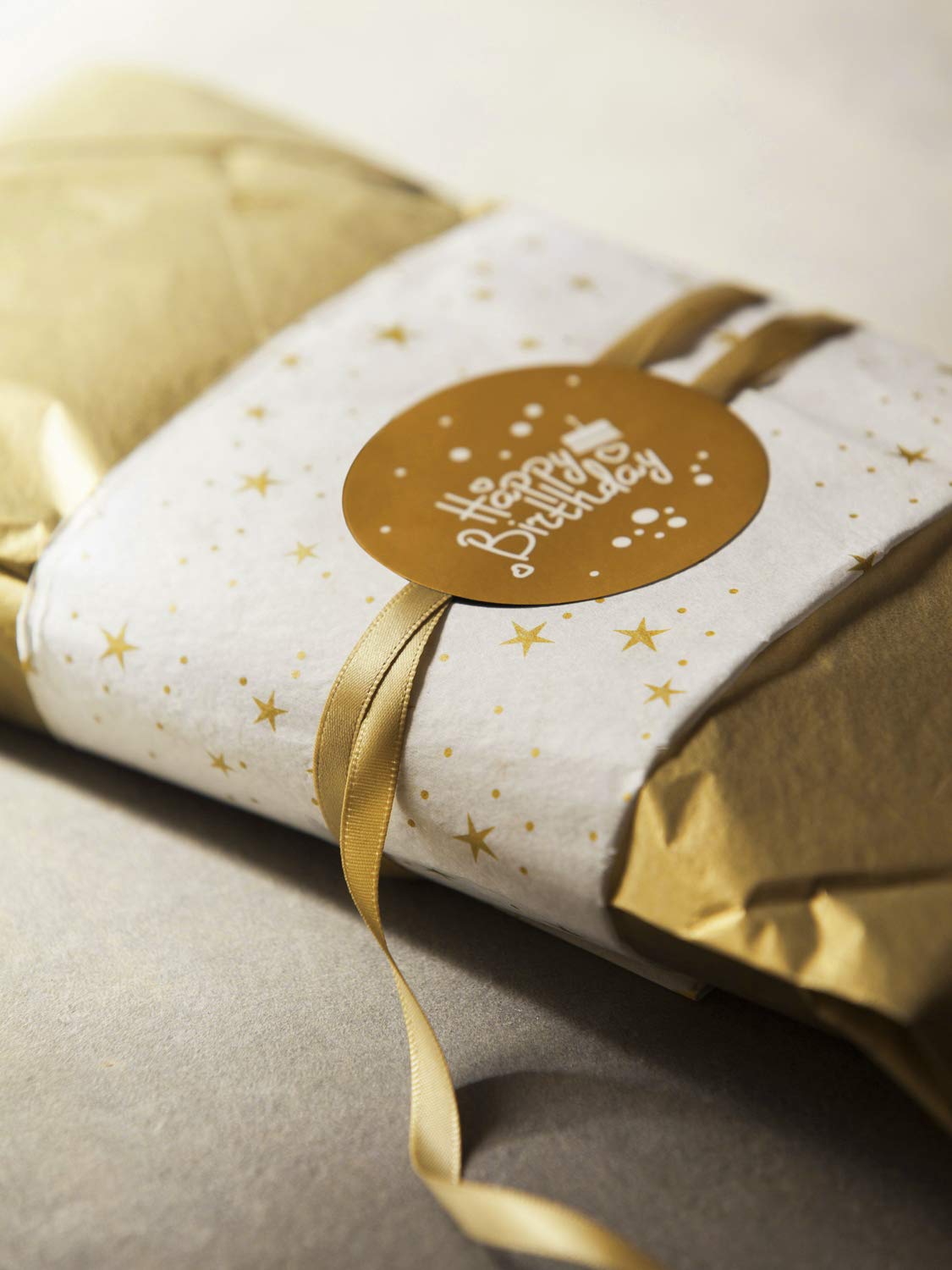 RUSPEPA Gift Wrapping Tissue Paper - Metallic Gold Tissue Paper for DIY Crafts,Pack Bags - 19.5 x 27.5 inches -25 Sheets RUSPEPA