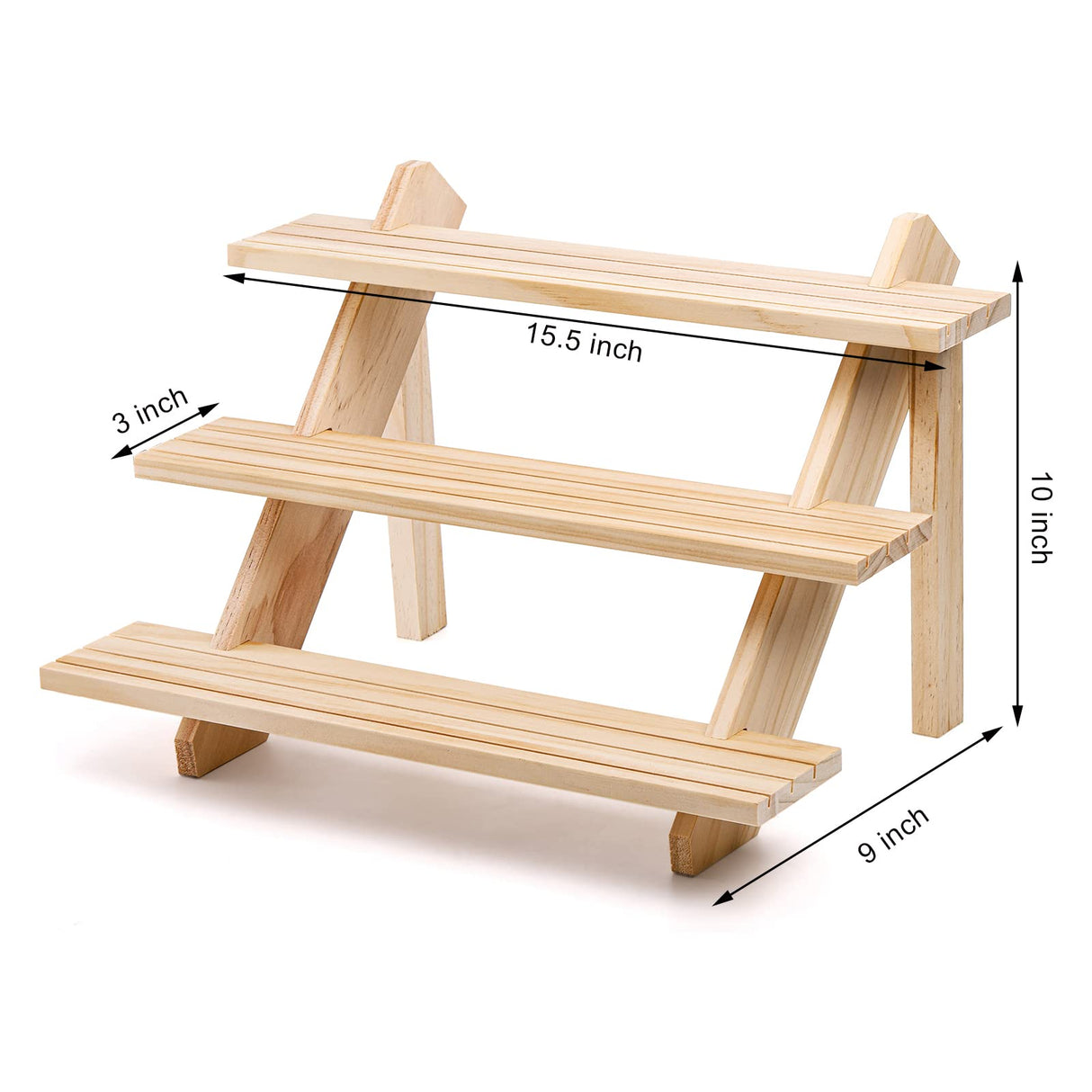 Coloch 3 Tier Wooden Cupcake Stand, Rustic Retail Display Riser Jewelry Holder Stand, for Cupcakes, Desserts, Brooch, Bracelet, Tabletop Jewelry Display, 15.8 x 9x 10.2 Inch Coloch