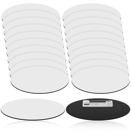 XunYee 20 Pcs Oval Name Tags with Pins 1.5 x 3 Inch Blank Name Tags DIY Name Tags Pin Back Plastic Personalized ID Name Badge for Employee Office Workers XunYee
