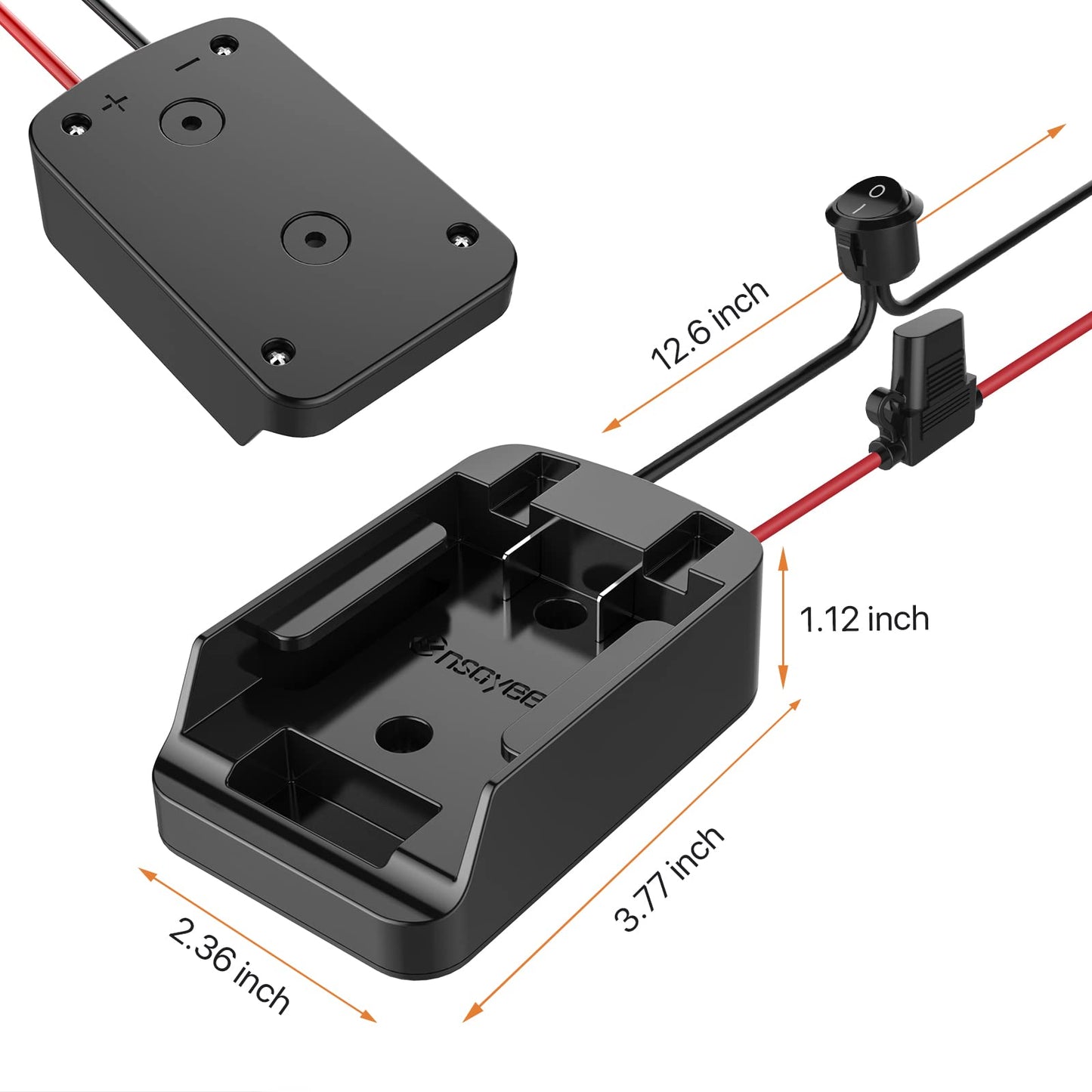 Power Wheel Adapter with Fuse&Switch,Secure Battery Adapter for Black+Decker 20V MAX Lithium Battery,with 12 Gauge Wire,Good Power Convertor for DIY Ride On Truck,Robotics,RC Toys and Work Li - WoodArtSupply